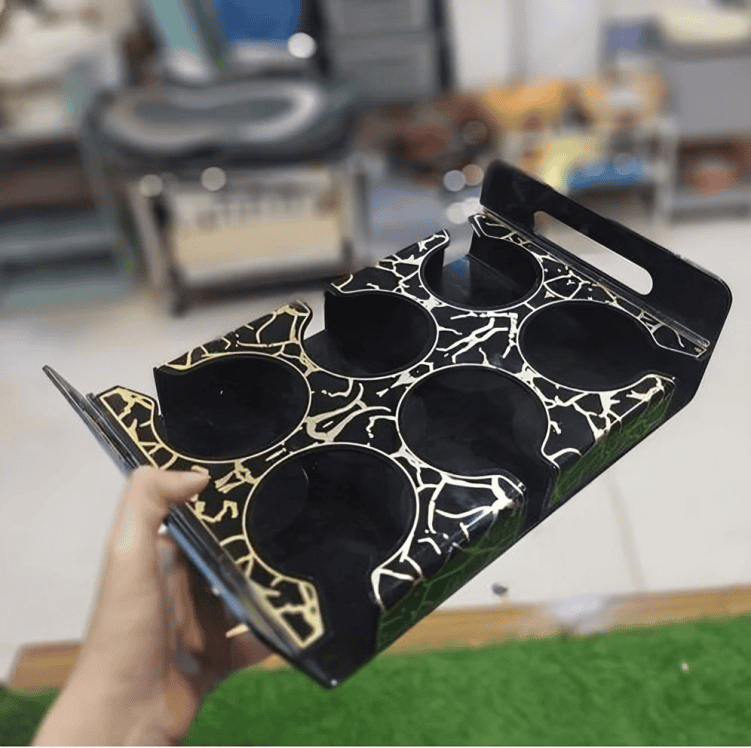 6 Slot Glass Holder Tray, Acrylic Glass Serving Tray, 6 Slot Tray with Cutout Handles, Cup Display for Kitchenware 6 Slot Glass Holder Tray, Acrylic Glass Serving Tray, 6 Slot Tray with Cutout Handles, Cup Display for Kitchenware
